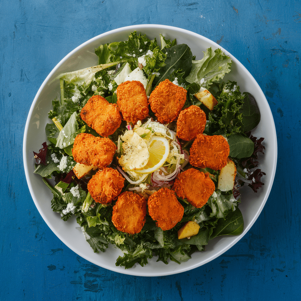 Lemon Kale Caesar Salad with Spicy Grilled Nuggets